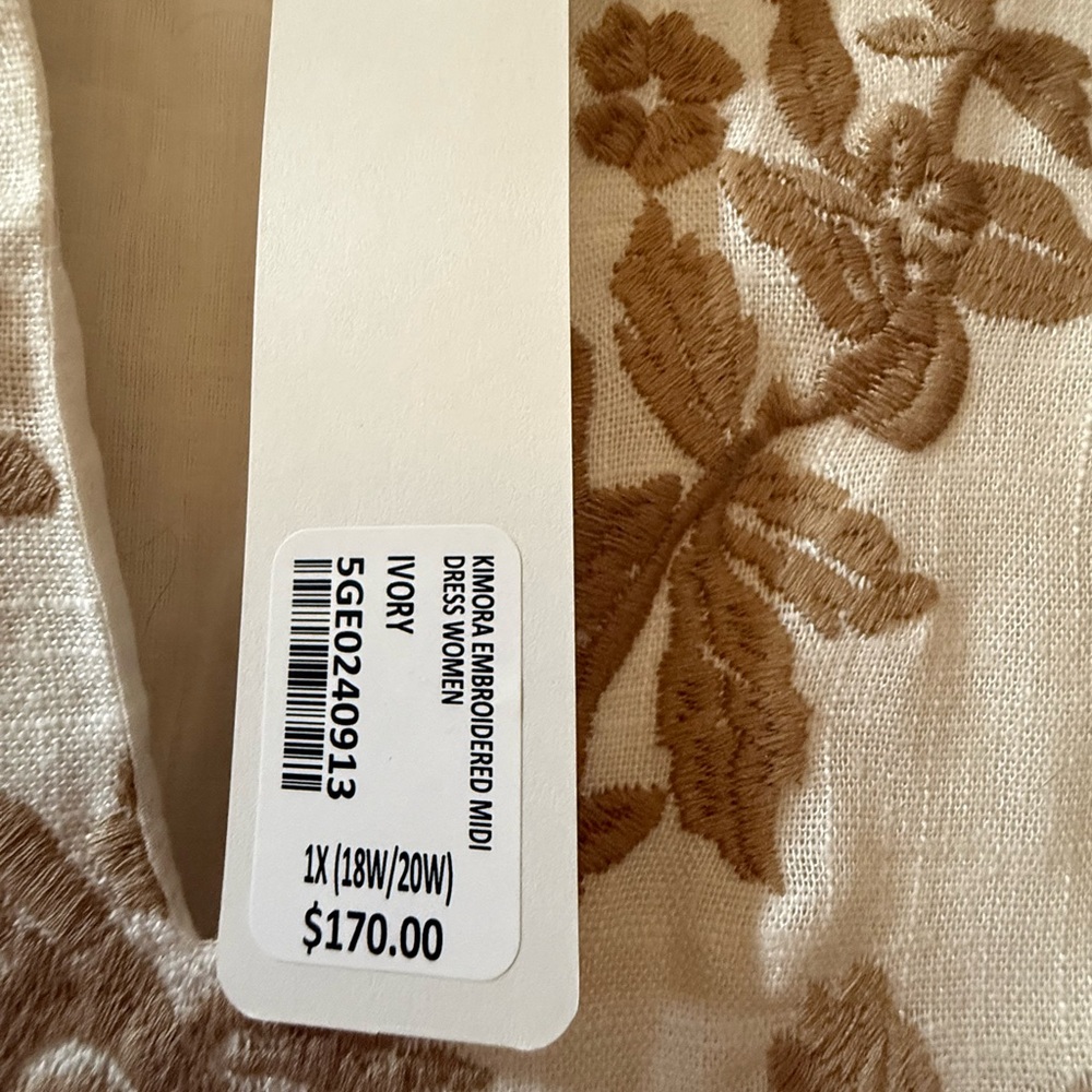 Soft Surroundings White Dress with Brown Embroidery NWT - Picture 3 of 11